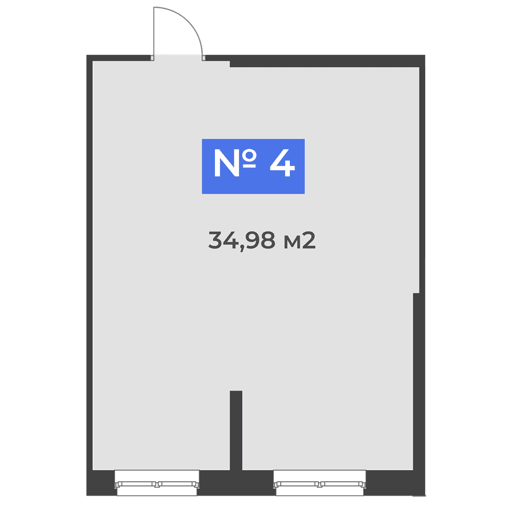 Планировка: коммерческое помещение, 34,98 м²