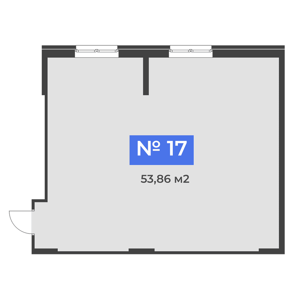 Планировка: коммерческое помещение, 53,86 м²