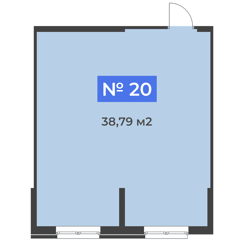 Планировка: коммерческое помещение, 38,79 м²