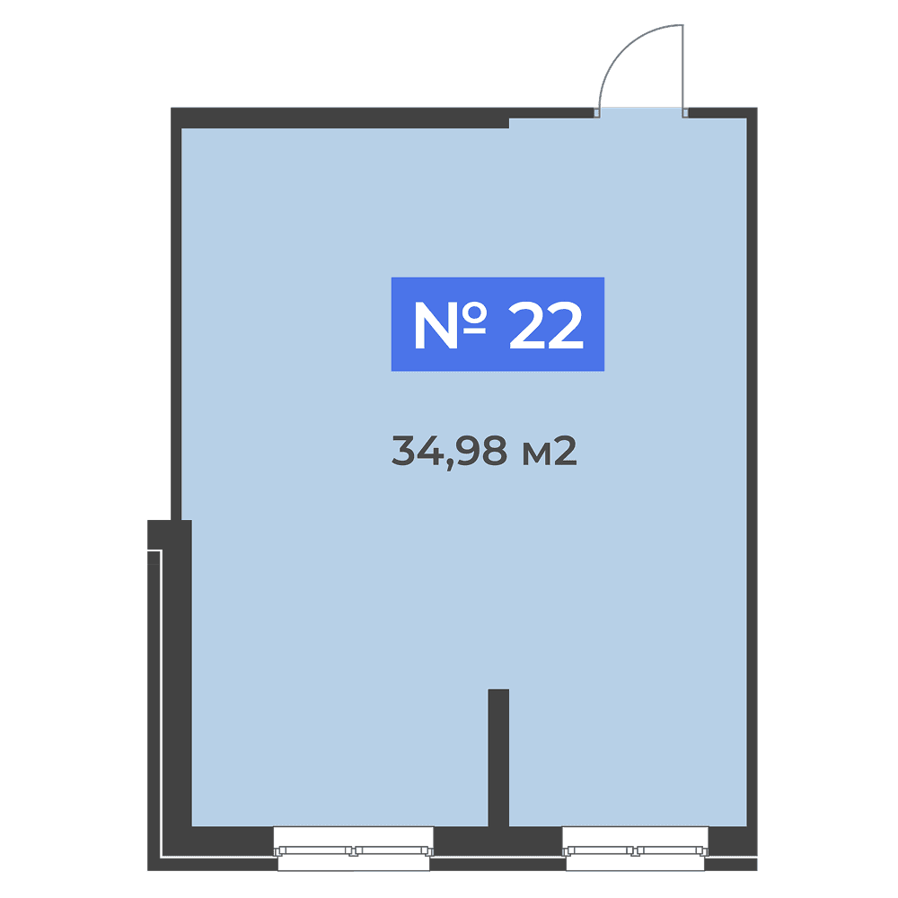 Планировка: коммерческое помещение, 34,98 м²
