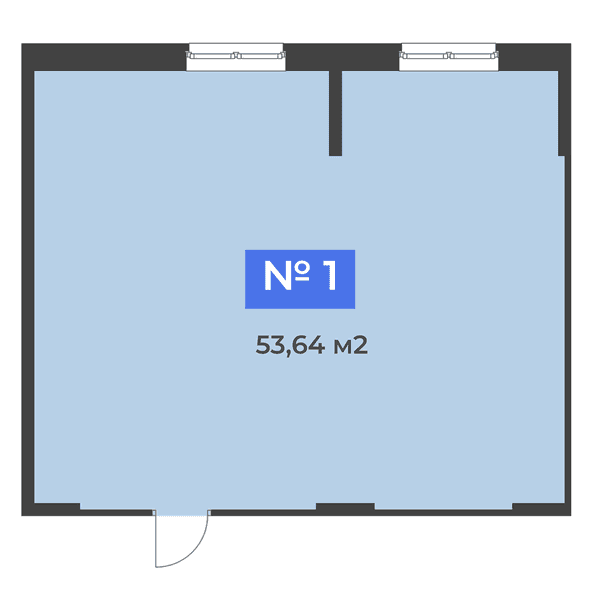 Планировка: коммерческое помещение квартира 53,64 м²
