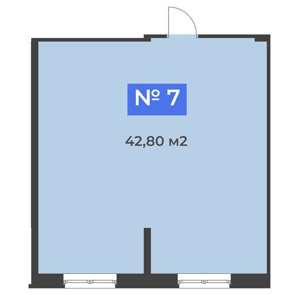 Планировка: коммерческое помещение квартира 42,8 м²
