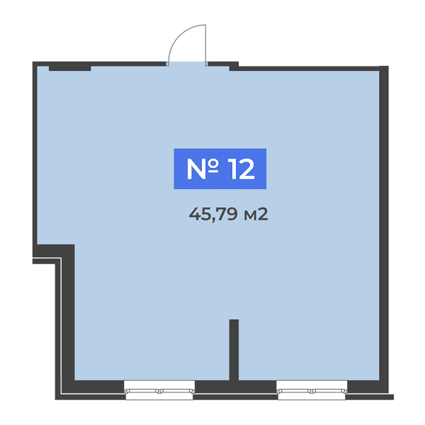 Планировка: коммерческое помещение квартира 45,79 м²