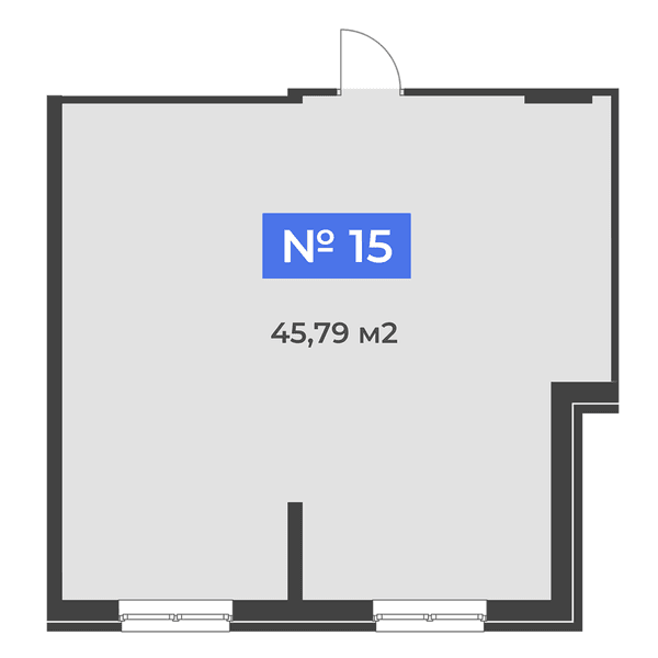 Планировка: коммерческое помещение квартира 45,79 м²