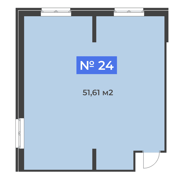 Планировка: коммерческое помещение квартира 51,61 м²