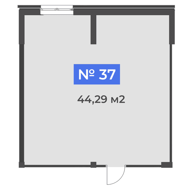 Планировка: коммерческое помещение квартира 44,29 м²