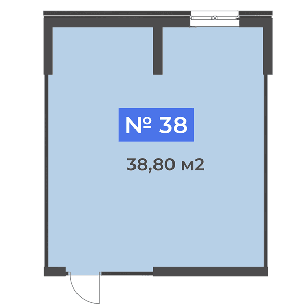 Планировка: коммерческое помещение квартира 38,8 м²